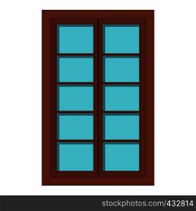 Wooden brown latticed window icon flat isolated on white background vector illustration. Wooden brown latticed window icon isolated