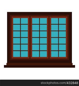 Wooden brown tricuspid window icon flat isolated on white background vector illustration. Wooden brown tricuspid window icon isolated