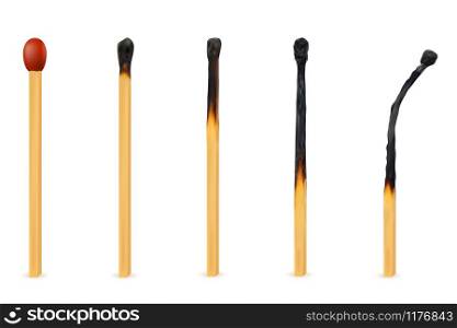 wooden burned and extinct match vector illustration isolated on white background