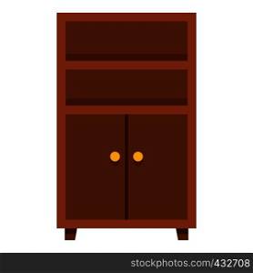 Wooden cabinet icon flat isolated on white background vector illustration. Wooden cabinet icon isolated