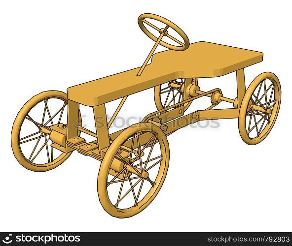 Wooden carriage, illustration, vector on white background.