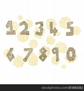 wooden cartoon numbers set