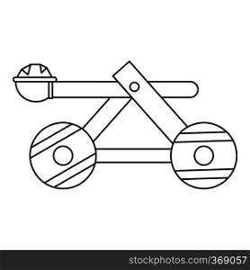 Wooden catapult icon in outline style on a white background vector illustration. Wooden catapult icon, outline style