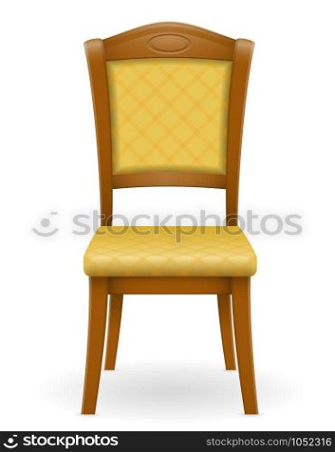 wooden chair furniture with padded backrest and seats vector illustration isolated on white background