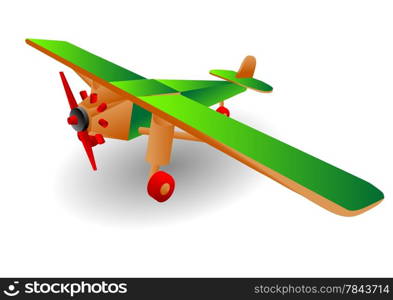 wooden child airplane on a white background