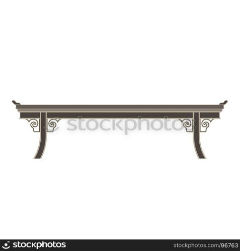 Wooden chines table isolated on white background. Vector illustration flat icon chines design wood empty