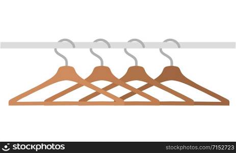wooden clothes hangers isolated on white, stock vector illustration