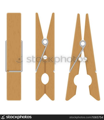 wooden clothespins vector illustration isolated on white background