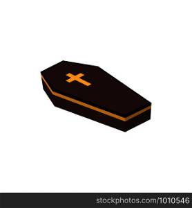 wooden coffin in isometry flat style, vector Illustration. wooden coffin in isometry flat style, vector