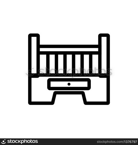 wooden crib icon vector. wooden crib sign. isolated contour symbol illustration. wooden crib icon vector outline illustration