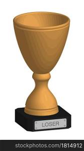 wooden cup is prize for worst worker, loser athlete. Failures in work, black streak in life, life crisis. Vector