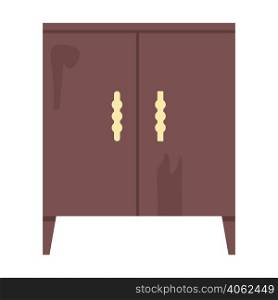 Wooden cupboard semi flat color vector object. Living room cabinet. Furniture for bedroom. Full sized item on white. Simple cartoon style illustration for web graphic design and animation. Wooden cupboard semi flat color vector object