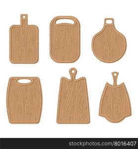 Wooden cutting board set. Kitchen cutting board Brown. Vector illustration&#xA;