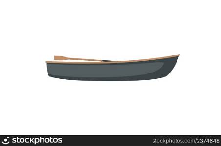 Wooden dinghy in flat style on a white background. The small paddle boat.. Wooden dinghy in flat style on a white background.