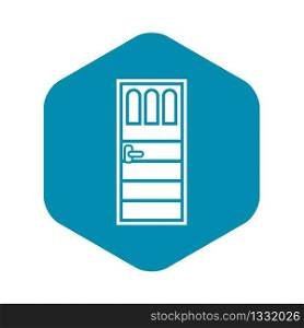 Wooden door with three glasses icon in simple style isolated vector illustration. Wooden door with three glasses icon