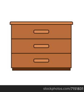 wooden drawer isolated on white, stock vector icon illustration