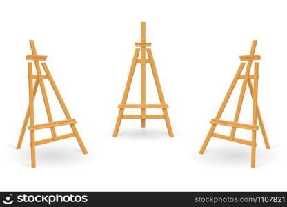 wooden easel for painting and drawing vector illustration isolated on white background