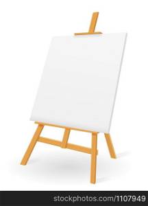 wooden easel for painting and drawing with a blank sheet of paper template for design vector illustration isolated on white background