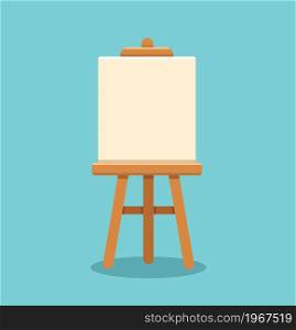 Wooden easel with blank canvas. vector illustration