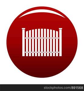 Wooden fence icon. Simple illustration of wooden fence vector icon for any design red. Wooden fence icon vector red