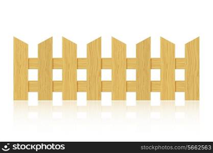 Wooden fence with reflection on white background. Vector illustration.