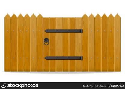 wooden fence with wicket door vector illustration isolated on white background