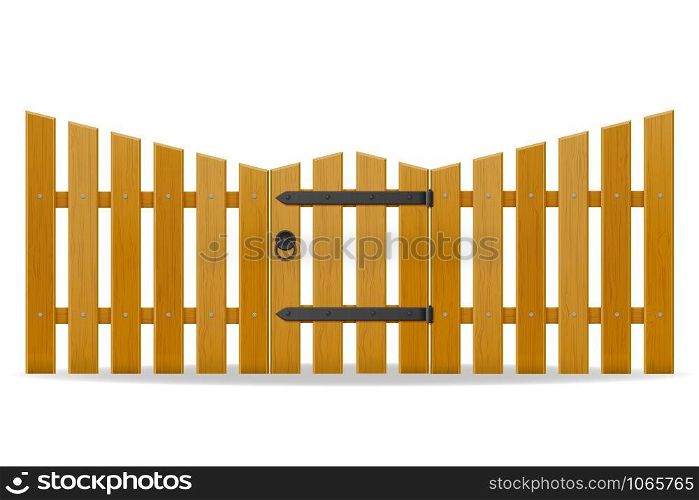 wooden fence with wicket door vector illustration isolated on white background