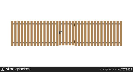Wooden fence. Wooden fence with garden gate in flat style.