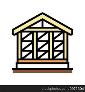 wooden frame building color icon vector. wooden frame building sign. isolated symbol illustration. wooden frame building color icon vector illustration