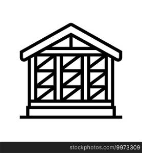 wooden frame building line icon vector. wooden frame building sign. isolated contour symbol black illustration. wooden frame building line icon vector illustration
