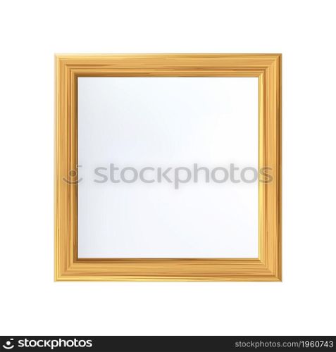 Wooden Frame For Photography Or Picture Vector. Blank Wooden Frame For Photo Or Image On Wall. Design Handmade Decoration For Office, Home Or Store Interior. Template Realistic 3d Illustration. Wooden Frame For Photography Or Picture Vector