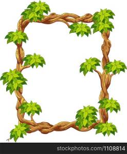 Wooden frame with green leaf cartoon
