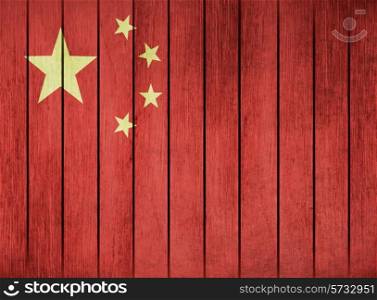 Wooden Grunge Flag Of China