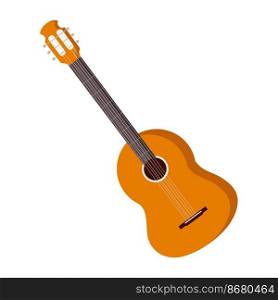 Wooden guitar for clipart on white background. Vector isolated image for use in clothing print design or web design. Wooden guitar for clipart on white background