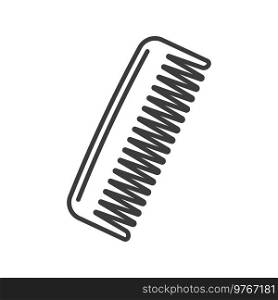 Wooden hair brush isolated outline icon. Vector retro hairbrush, plastic comb in vintage style. Hairdresser tool, hair combing barbershop equipment. Professional barber hairstyle accessory line art. Retro hair comb isolated hairbrush outline icon