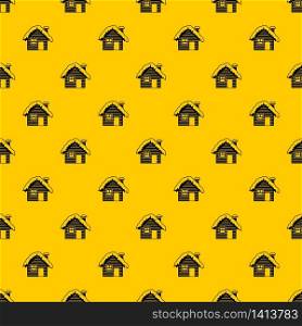 Wooden house covered with snow pattern seamless vector repeat geometric yellow for any design. Wooden house covered with snow pattern vector