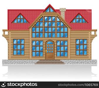 wooden house vector illustration isolated on white background