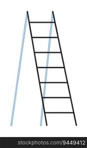 Wooden ladder flat line color isolated vector object. Folding step ladder. Editable clip art image on white background. Simple outline cartoon spot illustration for web design. Wooden ladder flat line color isolated vector object