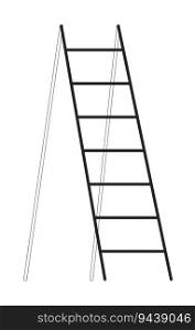 Wooden ladder flat monochrome isolated vector object. Folding step ladder. Editable black and white line art drawing. Simple outline spot illustration for web graphic design. Wooden ladder flat monochrome isolated vector object