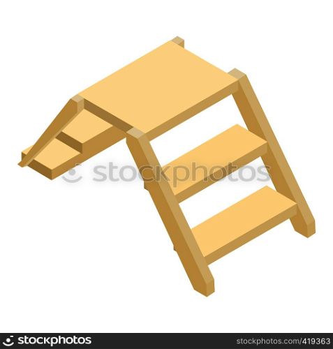 Wooden ladder isometric 3d icon isolated on a white background. Wooden ladder isometric 3d icon