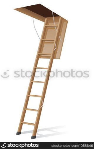 wooden ladder to the attic vector illustration isolated on white background