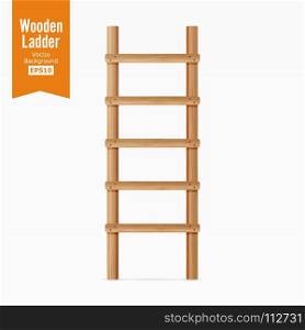Wooden Ladder Vector. Isolated On White Background. Realistic Illustration.. Wooden Ladder Vector. Isolated On White Background. Realistic