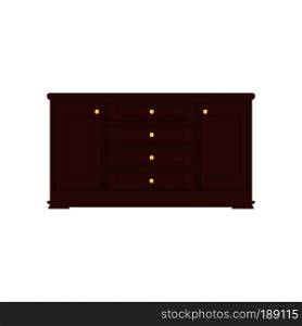 Wooden light brown chest of drawers. Made of natural materials. Vintage retro style furniture. Clipping paths included.