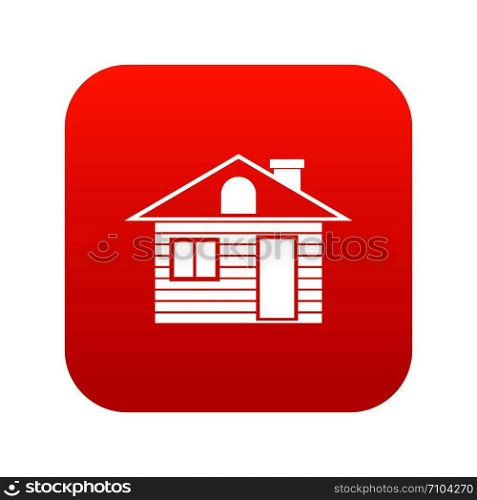 Wooden log house icon digital red for any design isolated on white vector illustration. Wooden log house icon digital red