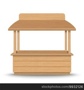 Wooden market stand stall isolated on background.. Wooden market stand stall
