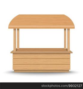 Wooden market stand stall isolated on background.. Wooden market stand stall