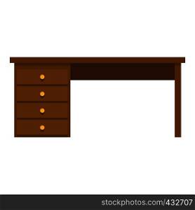 Wooden office desk icon flat isolated on white background vector illustration. Wooden office desk icon isolated