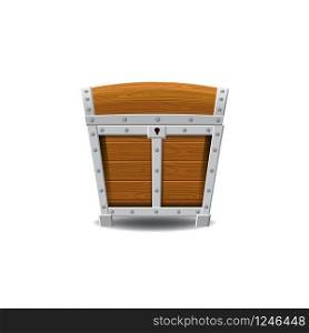 Wooden old pirate chests, treasures, vector, cartoon style illustration isolated. Wooden old pirate chests, closed, treasures, vector, cartoon style, illustration, isolated. For games, advertising applications