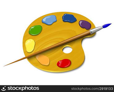 Wooden palette with a brush