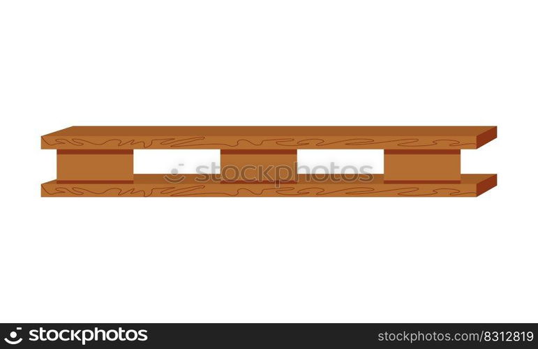 Wooden pallet semi flat color vector object. Storage equipment. Full sized item on white. Supply to keep products simple cartoon style illustration for web graphic design and animation. Wooden pallet semi flat color vector object